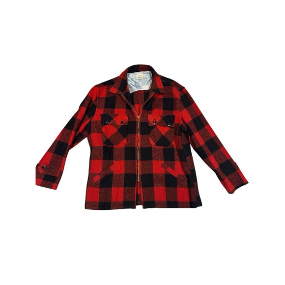 Pointer Other - Vtg 50s-60s Pointer Brand Chore Jacket Buffalo Plaid Hunting Wool Coat Brass Zip